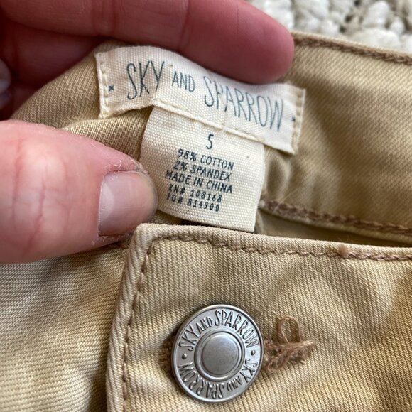 Sky and Sparrow Skinny Frayed Hem Tan Jeans - Picture 16 of 16